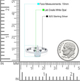 Unicorn Band Ring Round Lab Created Opal 925 Sterling Silver