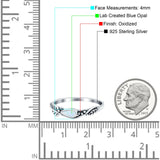 Sideways Oxidized Ring Cubic Zirconia Leaf Design Pear Lab Created Opal 925 Sterling Silver