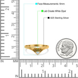 V Shape Ring Band Lab Created Opal 925 Sterling Silver (6mm)