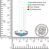 Oxidize Petite Dainty Cubic Zirconia Ring Round Lab Opal 925 Sterling Silver