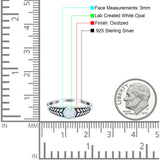 Oxidize Petite Dainty Cubic Zirconia Ring Round Lab Opal 925 Sterling Silver