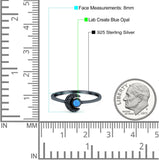 Crescent Moon Band Ring Round Lab Created Opal 925 Sterling Silver