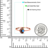 Crescent Moon Band Ring Round Lab Created Opal 925 Sterling Silver