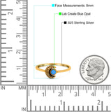 Crescent Moon Band Ring Round Lab Created Opal 925 Sterling Silver