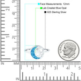 Moon and Stars Ring Band Lab Created Opal 925 Sterling Silver (12mm)