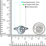 Moon and Stars Ring Band Lab Created Opal 925 Sterling Silver (12mm)