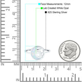 Moon and Stars Ring Band Lab Created Opal 925 Sterling Silver (12mm)