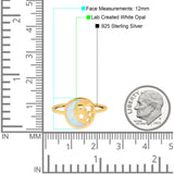 Moon and Stars Ring Band Lab Created Opal 925 Sterling Silver (12mm)