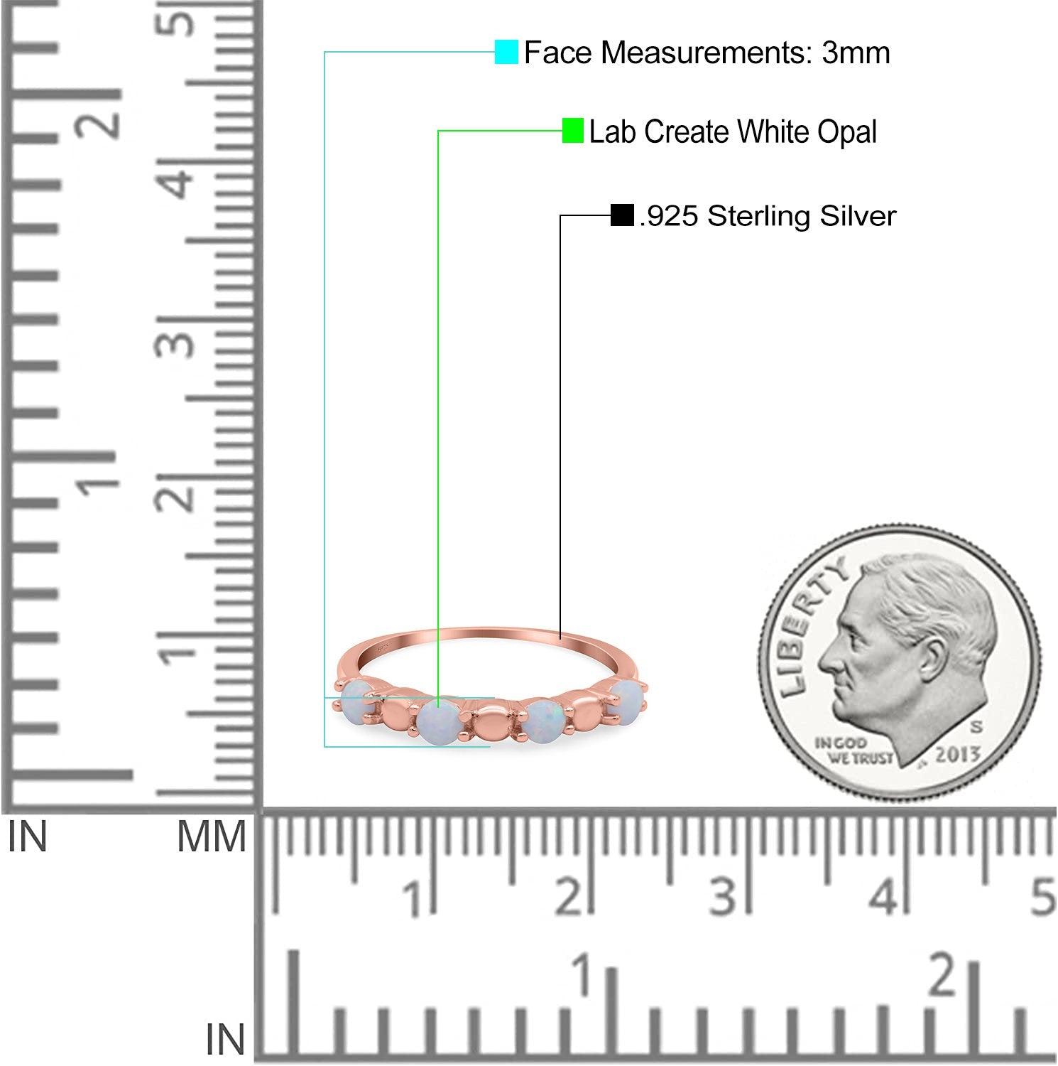 Eternity Band Wedding Ring Lab Created White Opal 925 Sterling Silver