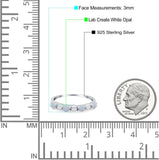 Eternity Band Wedding Ring Lab Created White Opal 925 Sterling Silver