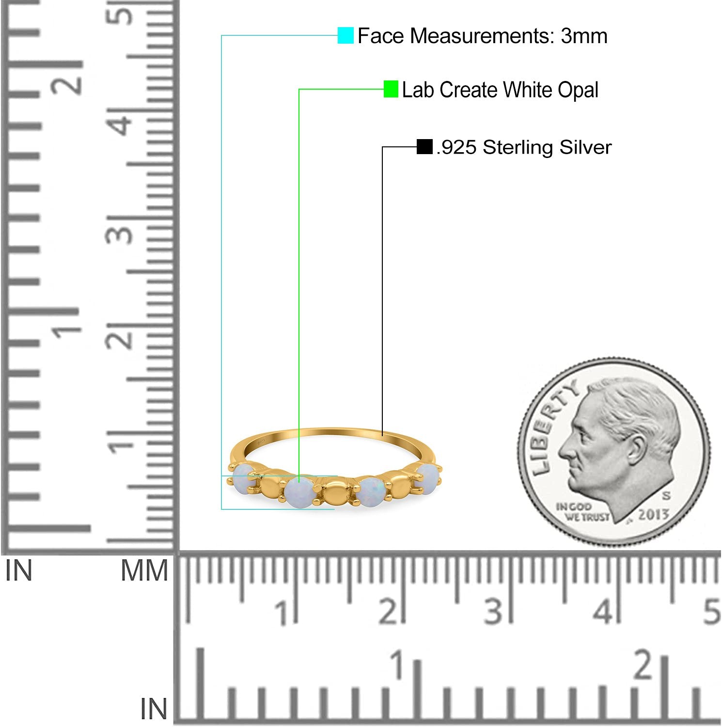 Eternity Band Wedding Ring Lab Created White Opal 925 Sterling Silver