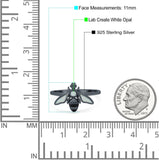 Bee Ring Band Lab Created Opal 925 Sterling Silver (11mm)