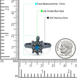 Turtle Ring Lab Created Opal 925 Sterling Silver (13mm)