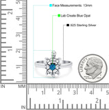 Turtle Ring Lab Created Opal 925 Sterling Silver (13mm)