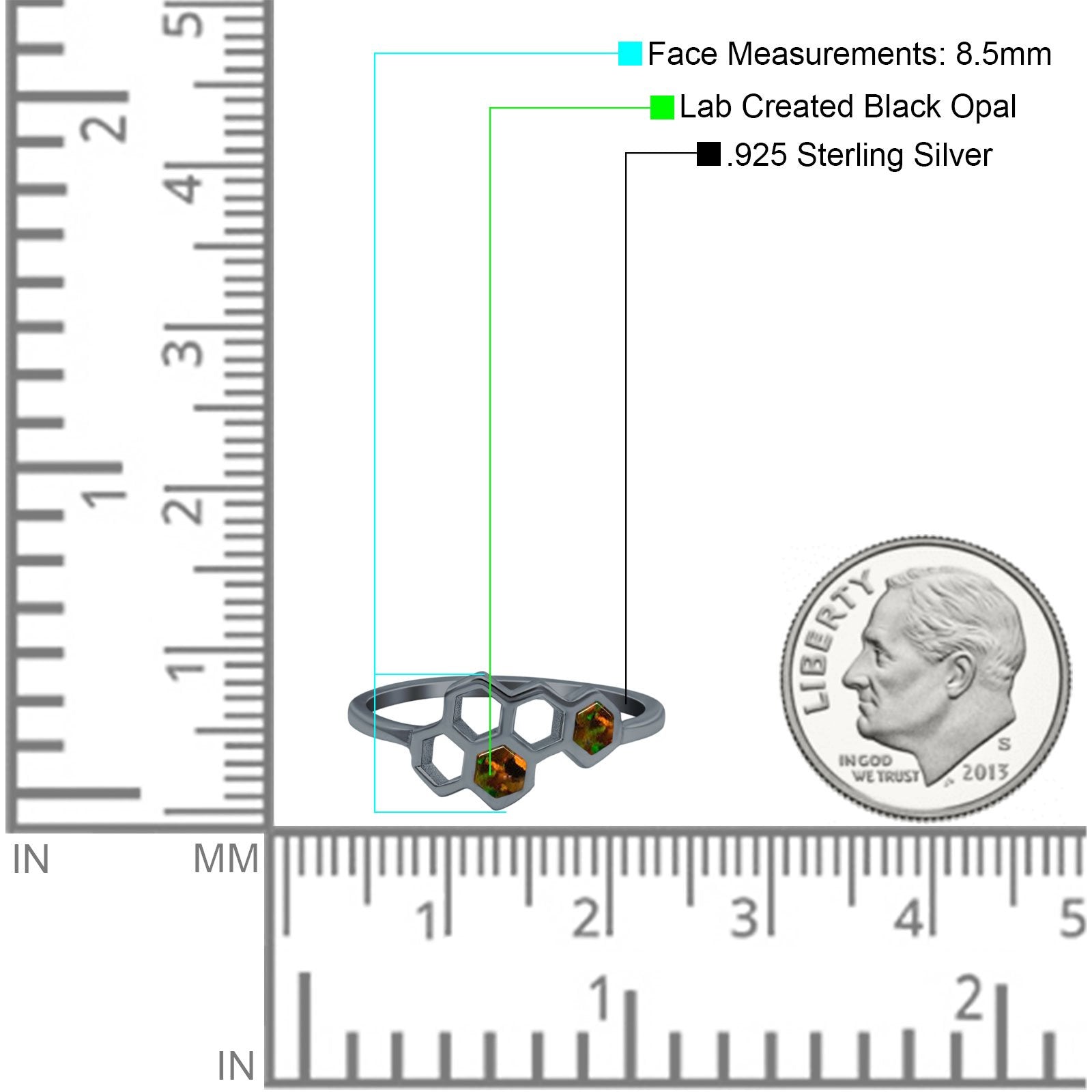Honeycomb Band Ring Lab Created Opal Solid Cubic Zirconia 925 Sterling Silver