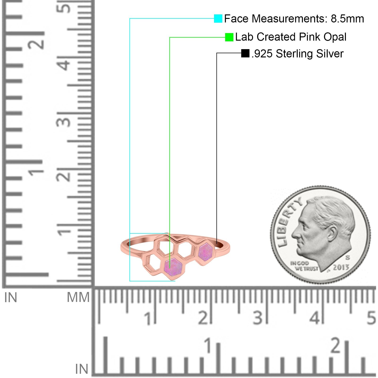 Honeycomb Band Ring Lab Created Opal Solid Cubic Zirconia 925 Sterling Silver