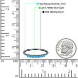 Simple Ring Band Lab Created Opal 925 Sterling Silver (2mm)