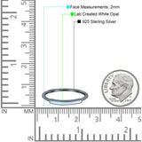 Simple Ring Band Lab Created Opal 925 Sterling Silver (2mm)