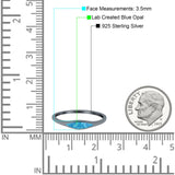 Simple Ring Band Lab Created Opal 925 Sterling Silver (3.5mm)