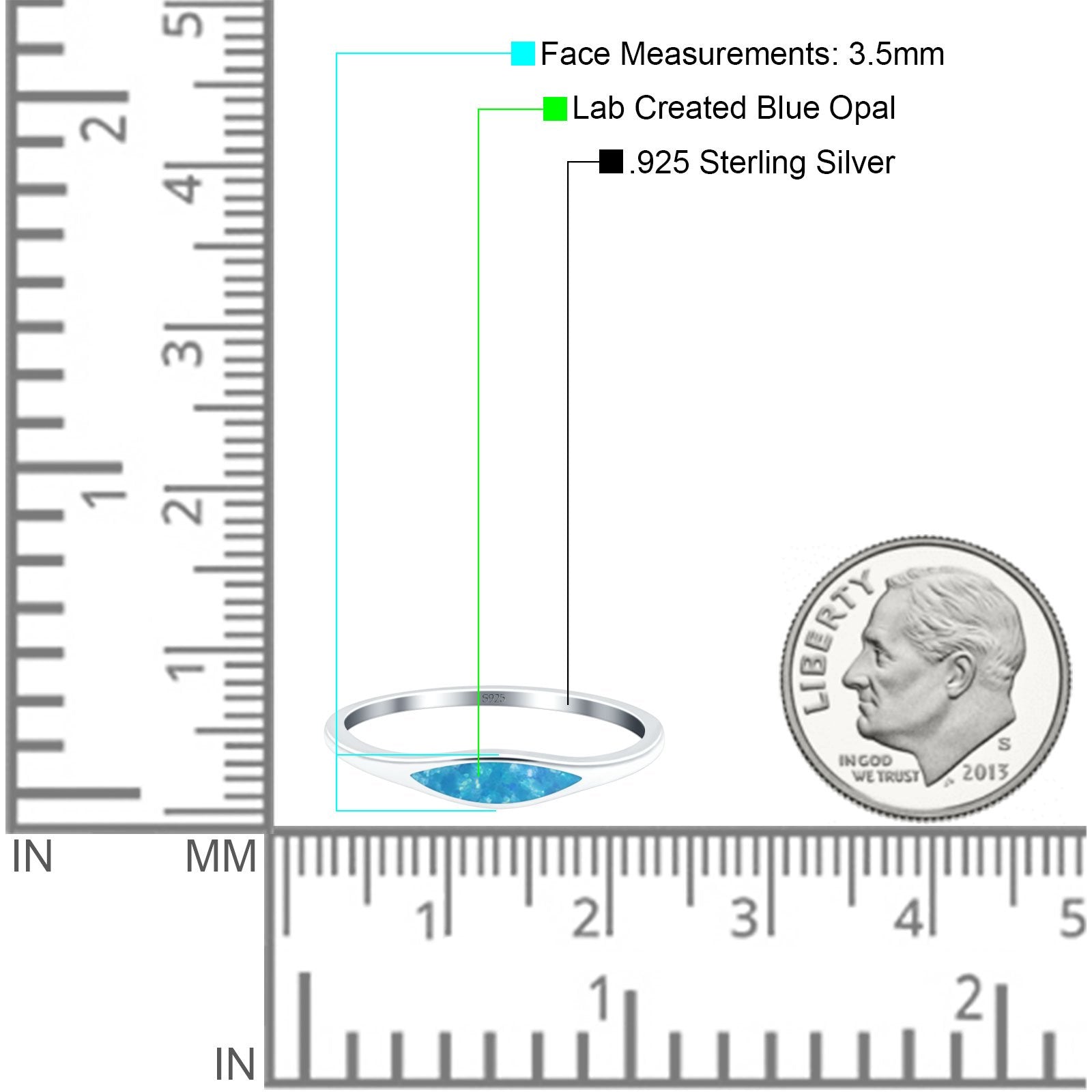Simple Ring Band Lab Created Opal 925 Sterling Silver (3.5mm)