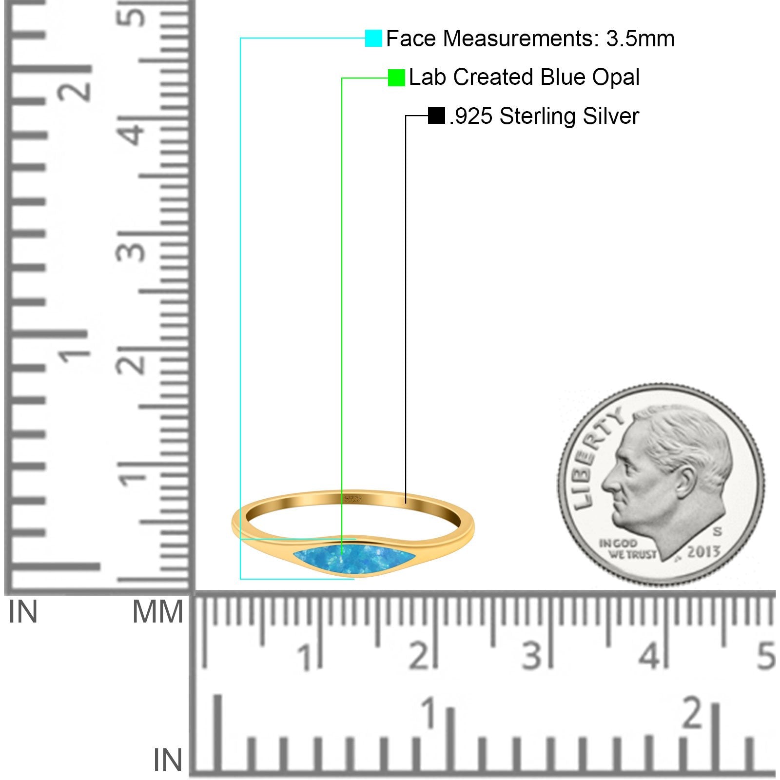 Simple Ring Band Lab Created Opal 925 Sterling Silver (3.5mm)