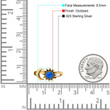 Sun & Moon Ring Lab Created Blue Opal Oxidized Round 925 Sterling Silver