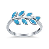 Sideways Leaf  Simulated Cubic Zirconia Ring 925 Sterling Silver
