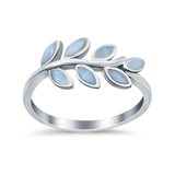 Sideways Leaf  Simulated Cubic Zirconia Ring 925 Sterling Silver