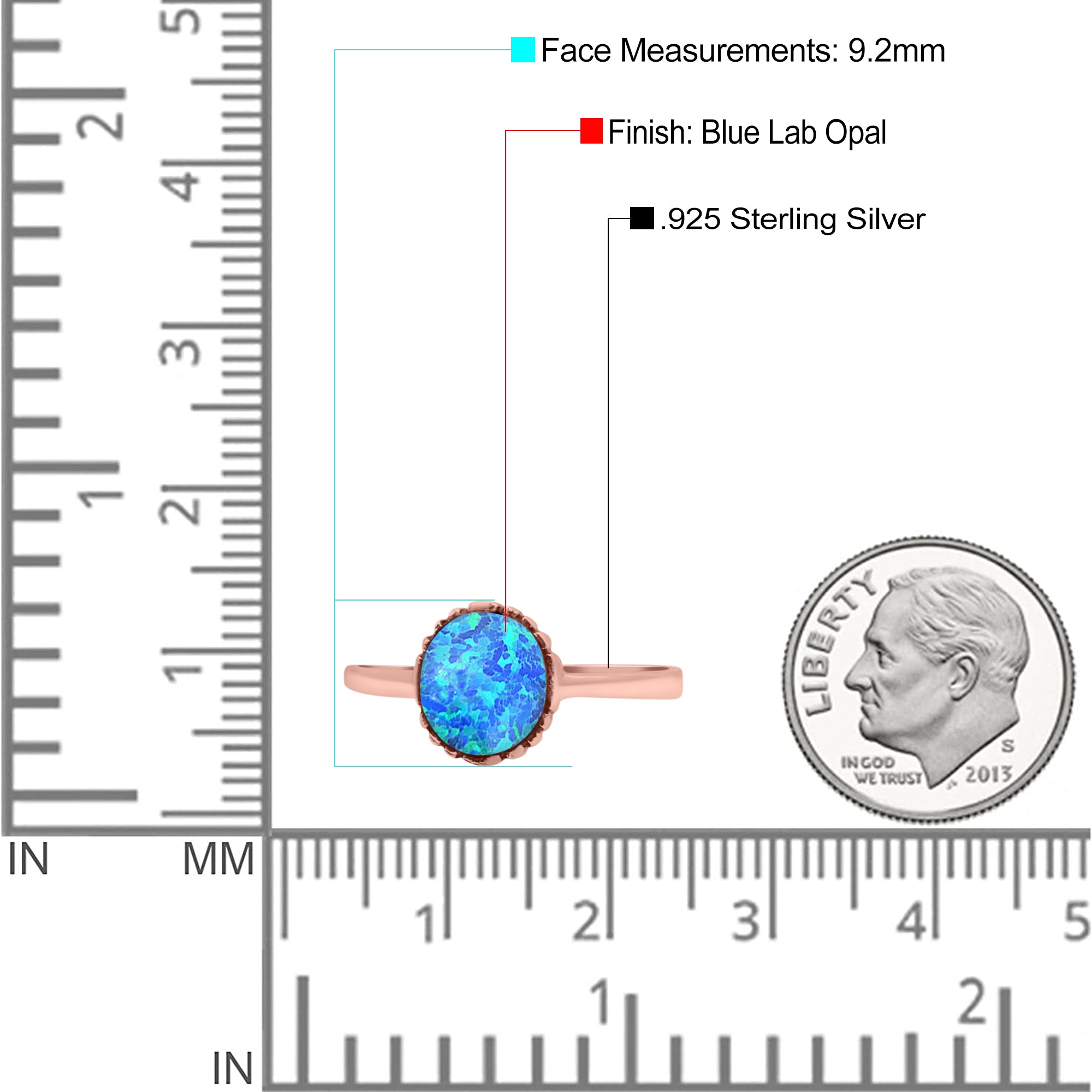 Petite Dainty Oxidized Thumb Ring Round Lab Opal Ring Solid 925 Sterling Silver