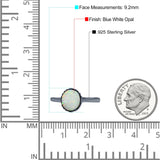 Petite Dainty Oxidized Thumb Ring Round Lab Opal Ring Solid 925 Sterling Silver