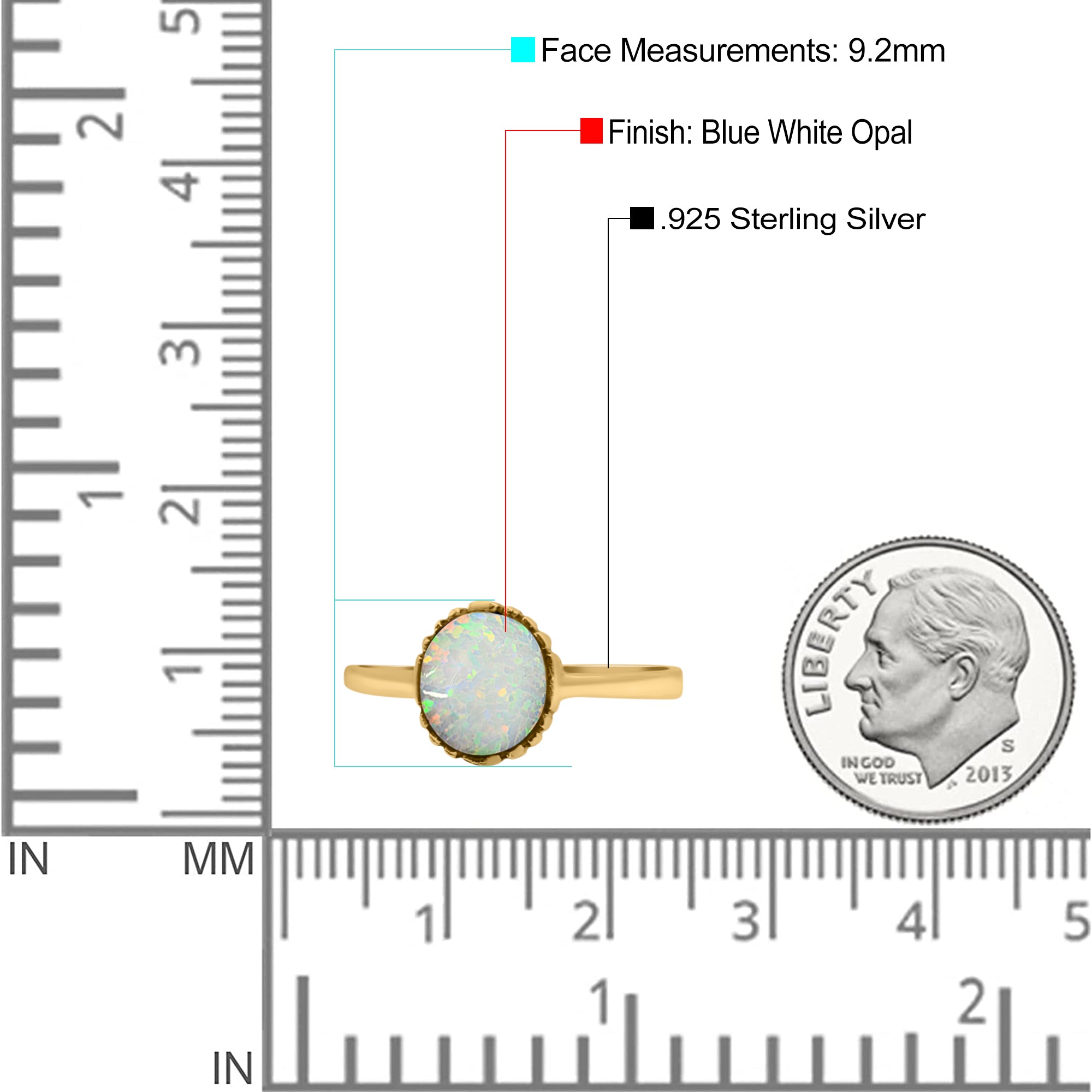 Petite Dainty Oxidized Thumb Ring Round Lab Opal Ring Solid 925 Sterling Silver