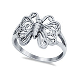 Sterling Silver Heart Filigree Butterfly Ring Band Round 925 Sterling Silver