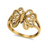 Sterling Silver Heart Filigree Butterfly Ring Band Round 925 Sterling Silver