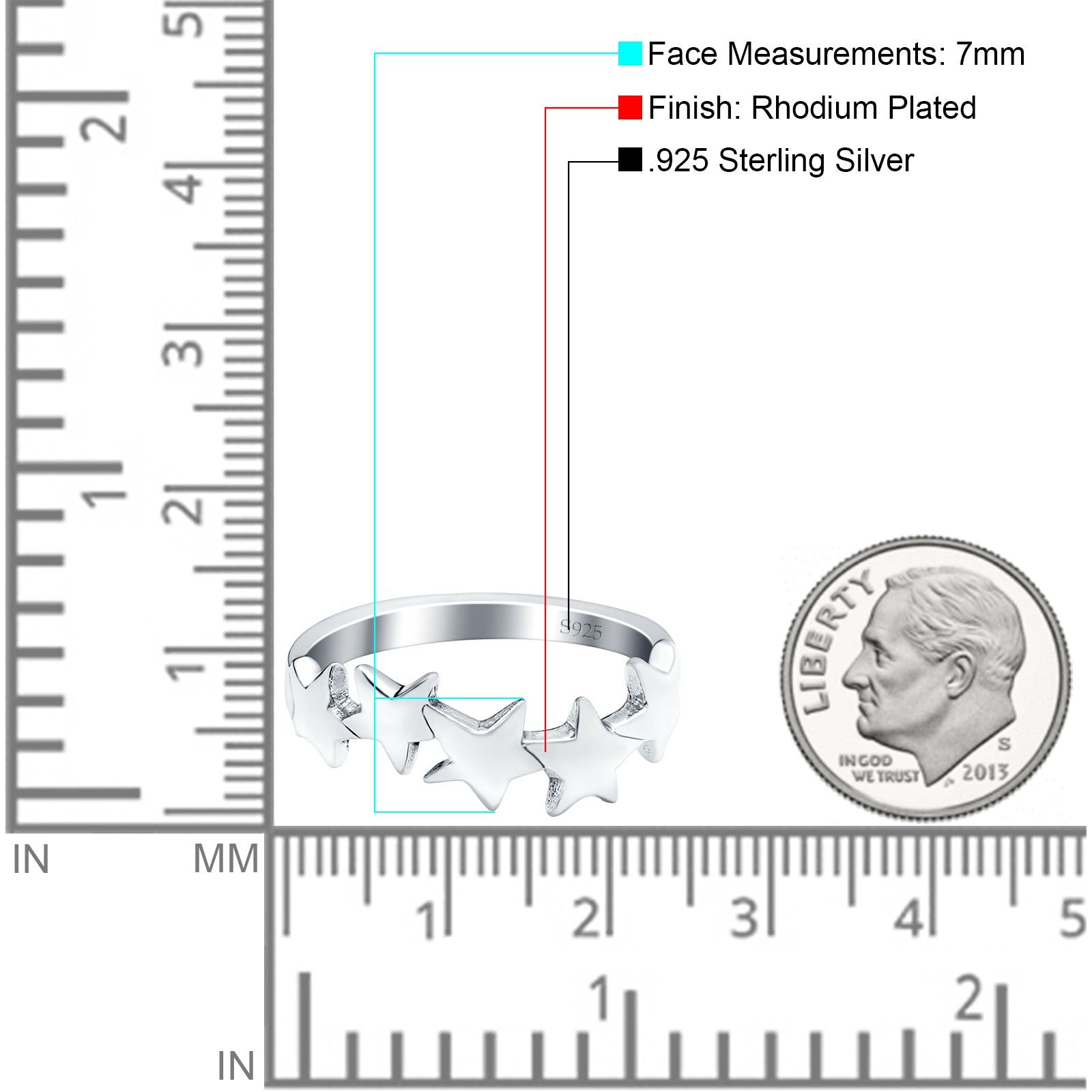 Stars Sideways Plain Ring Oxidized Band Solid 925 Sterling Silver