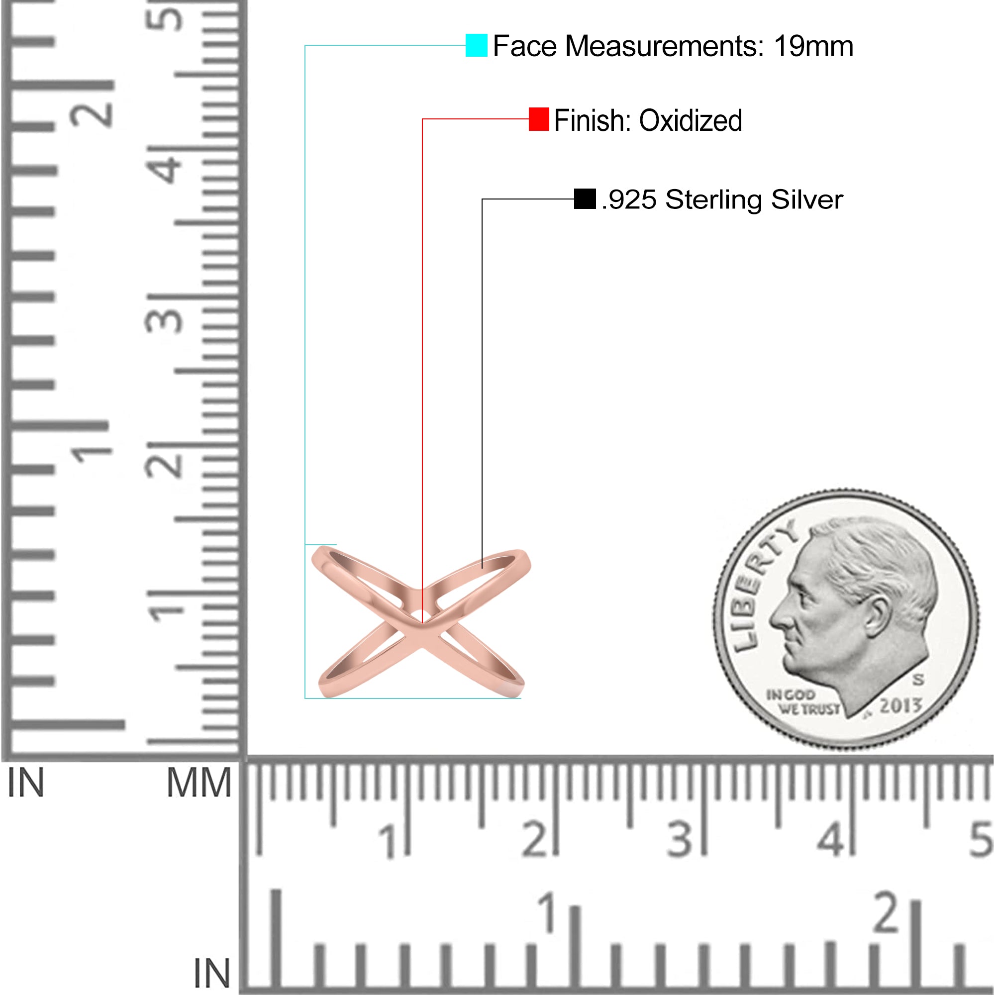 Criss Cross Ring Oxidized Band Solid 925 Sterling Silver Thumb Ring (19mm)