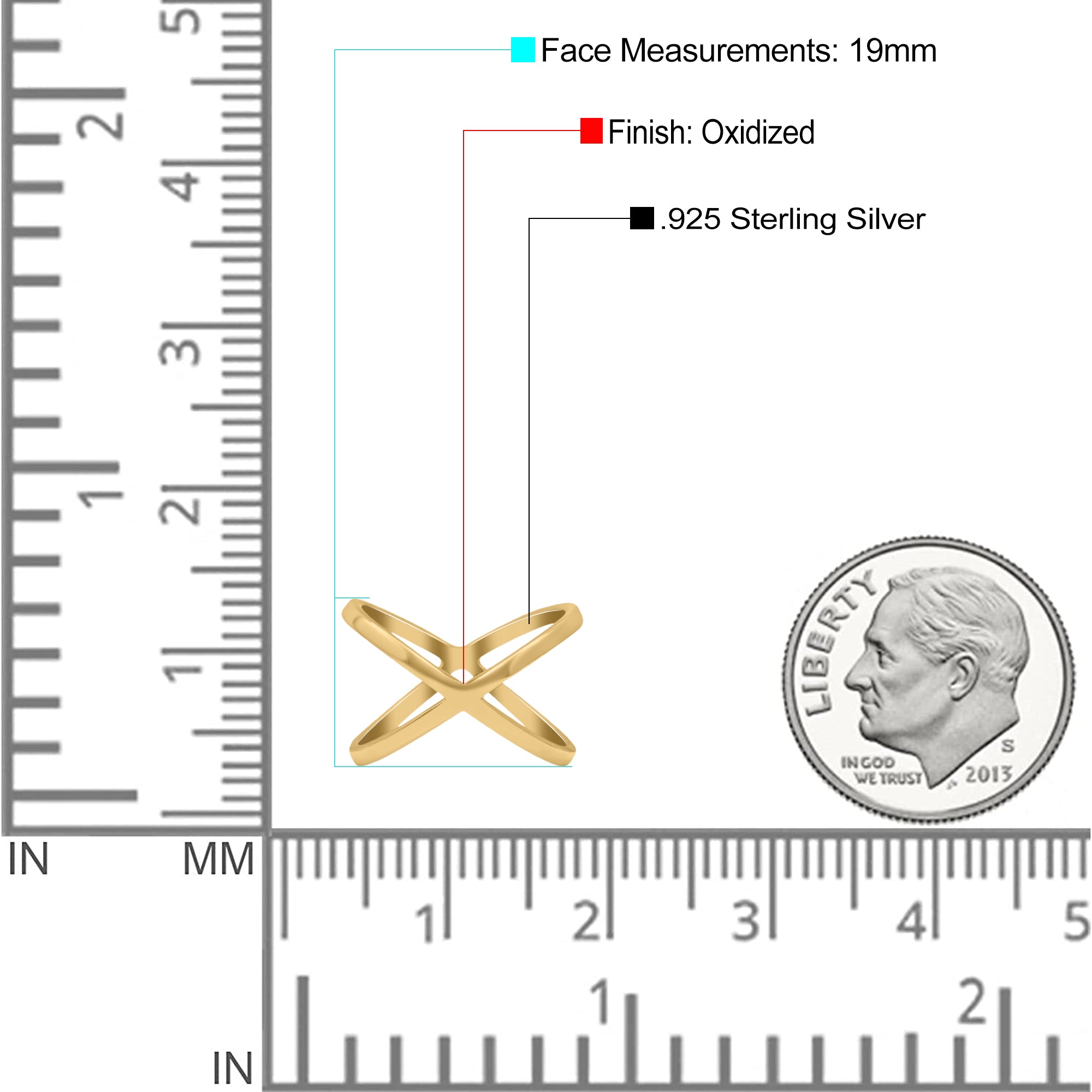 Criss Cross Ring Oxidized Band Solid 925 Sterling Silver Thumb Ring (19mm)