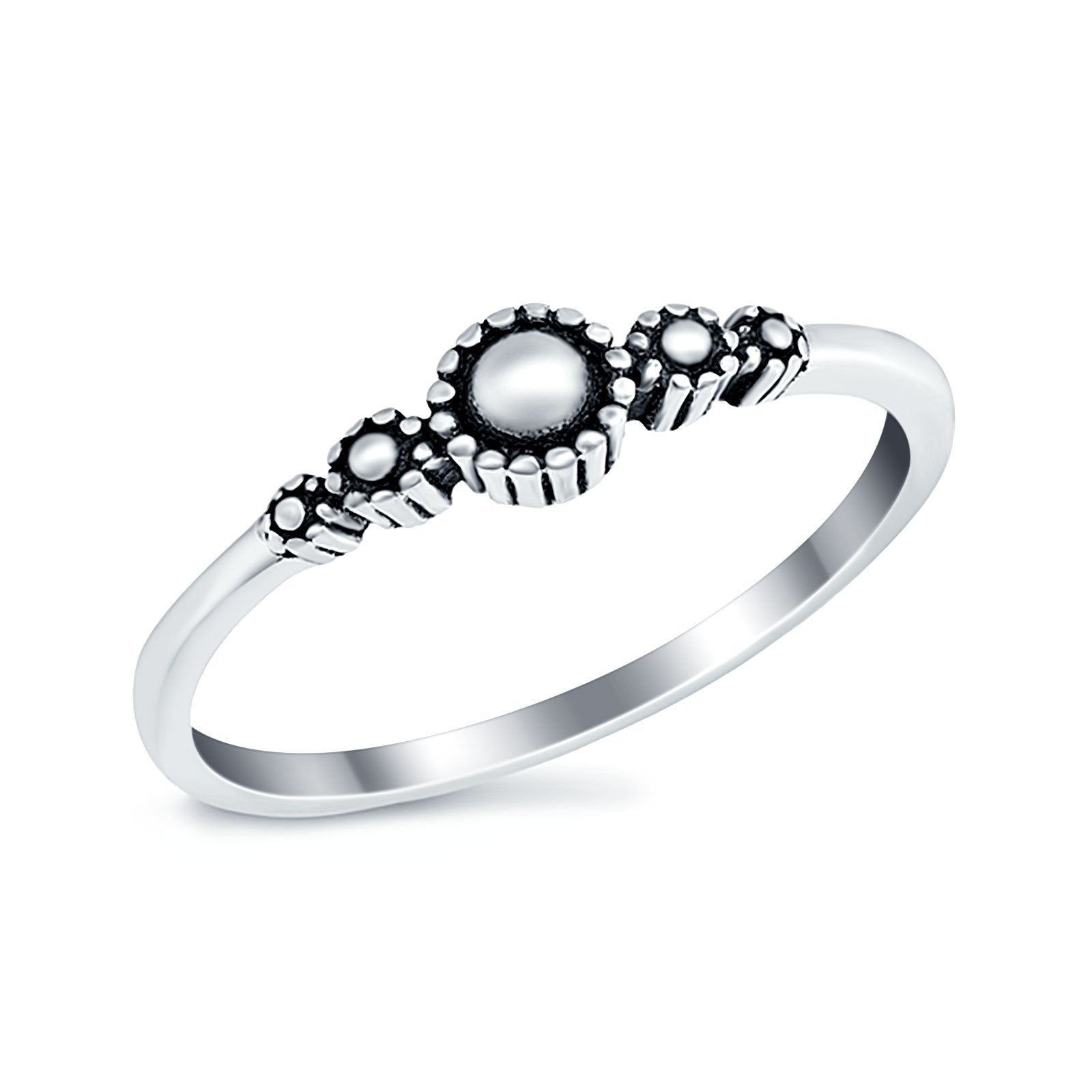 Petite Dainty Band Plain Ring Oxidized 925 Sterling Silver