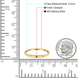 Small Cross Ring Oxidized Band Solid 925 Sterling Silver Thumb Ring (2.2mm)