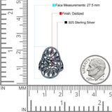 Filigree Leaves Circle Charm Tree of Life Statement Oxidized Band Solid 925 Sterling Silver Thumb Ring (27.5mm)