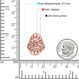 Filigree Leaves Circle Charm Tree of Life Statement Oxidized Band Solid 925 Sterling Silver Thumb Ring (27.5mm)