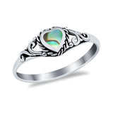 Filigree Heart Ring Oxidzied Simulated Cubic Zirconia 925 Sterling Silver