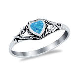Filigree Heart Ring Oxidzied Simulated Cubic Zirconia 925 Sterling Silver