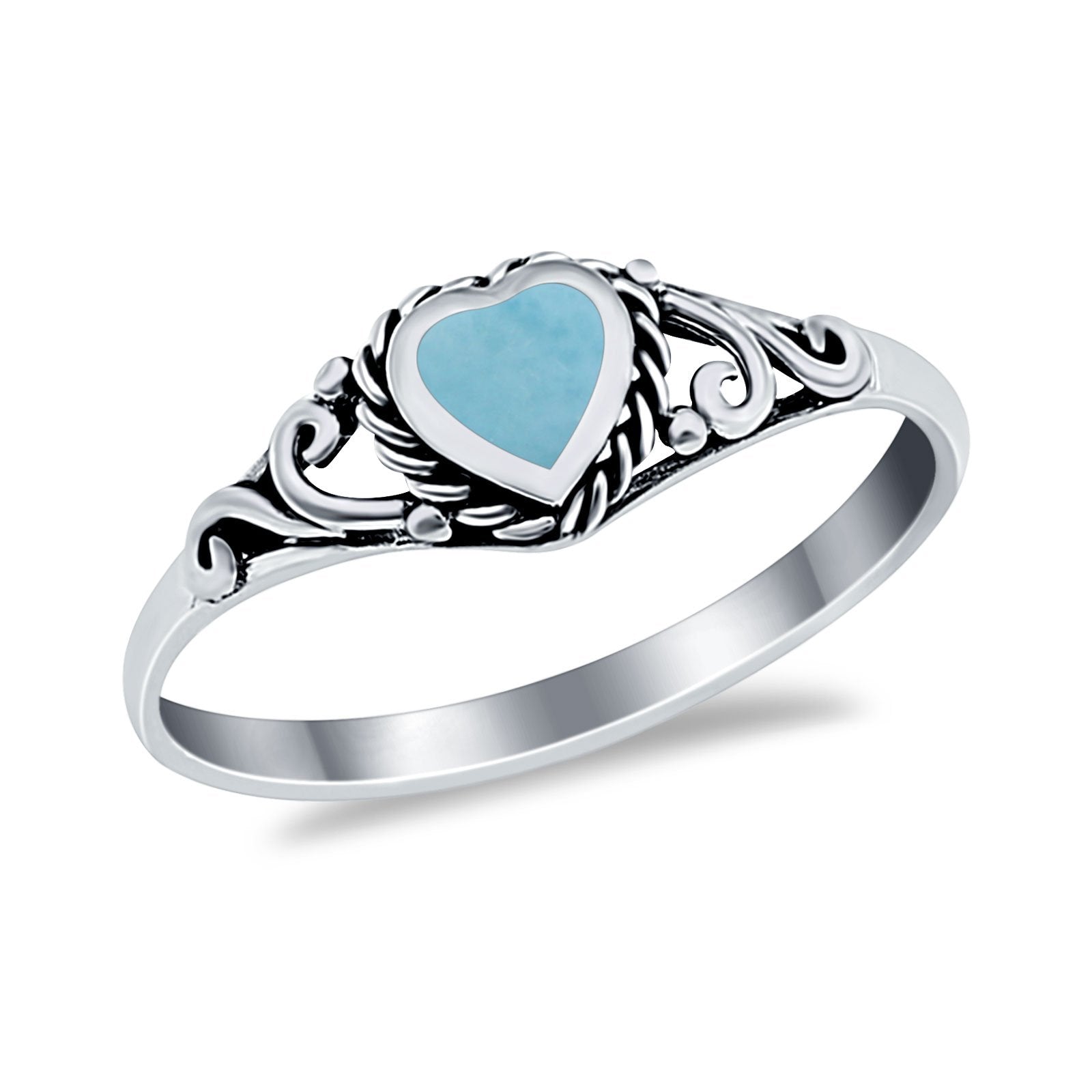 Filigree Heart Ring Oxidzied Simulated Cubic Zirconia 925 Sterling Silver