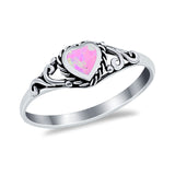 Filigree Heart Ring Oxidzied Simulated Cubic Zirconia 925 Sterling Silver