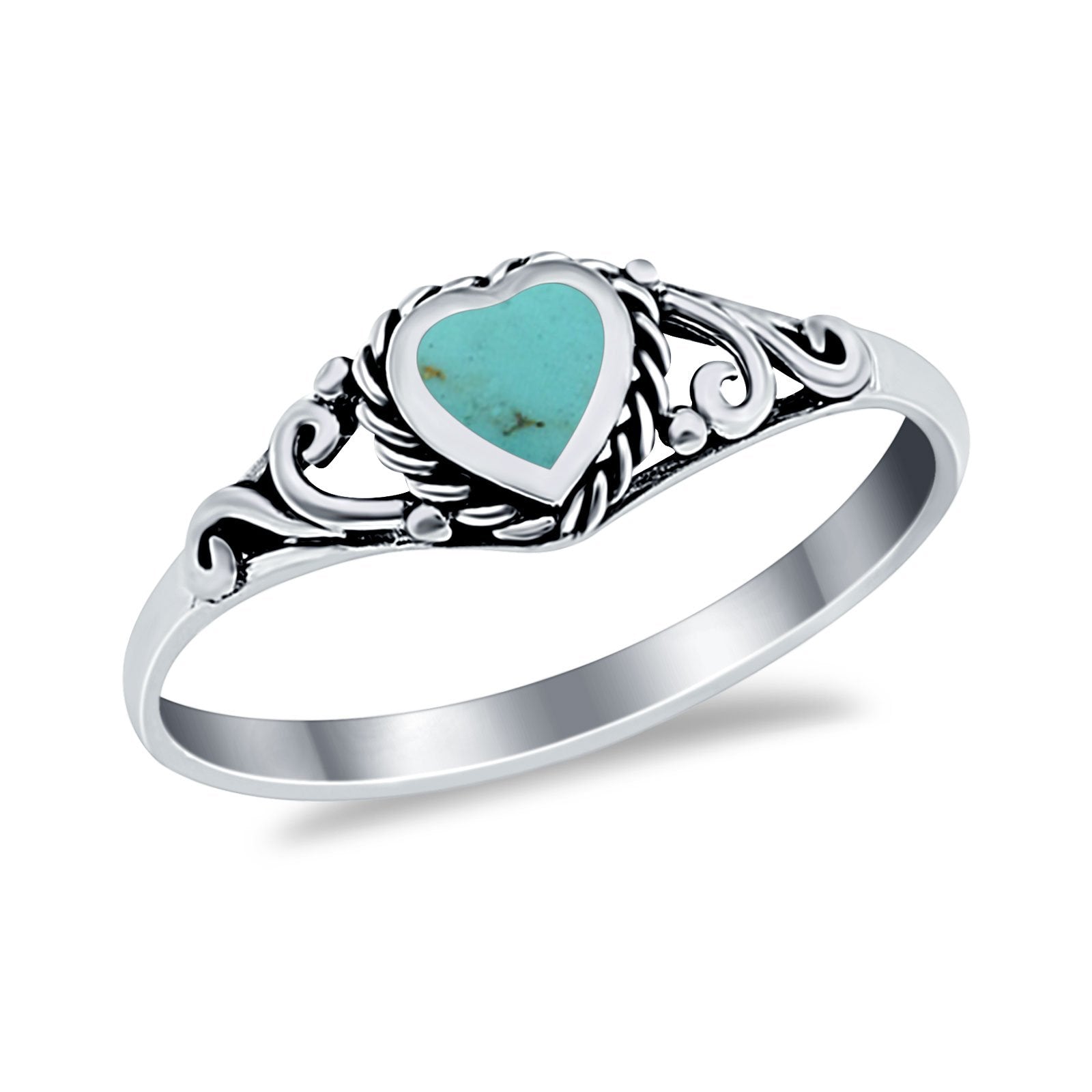Filigree Heart Ring Oxidzied Simulated Cubic Zirconia 925 Sterling Silver