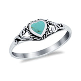 Filigree Heart Ring Oxidzied Simulated Cubic Zirconia 925 Sterling Silver