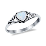 Filigree Heart Ring Oxidzied Simulated Cubic Zirconia 925 Sterling Silver