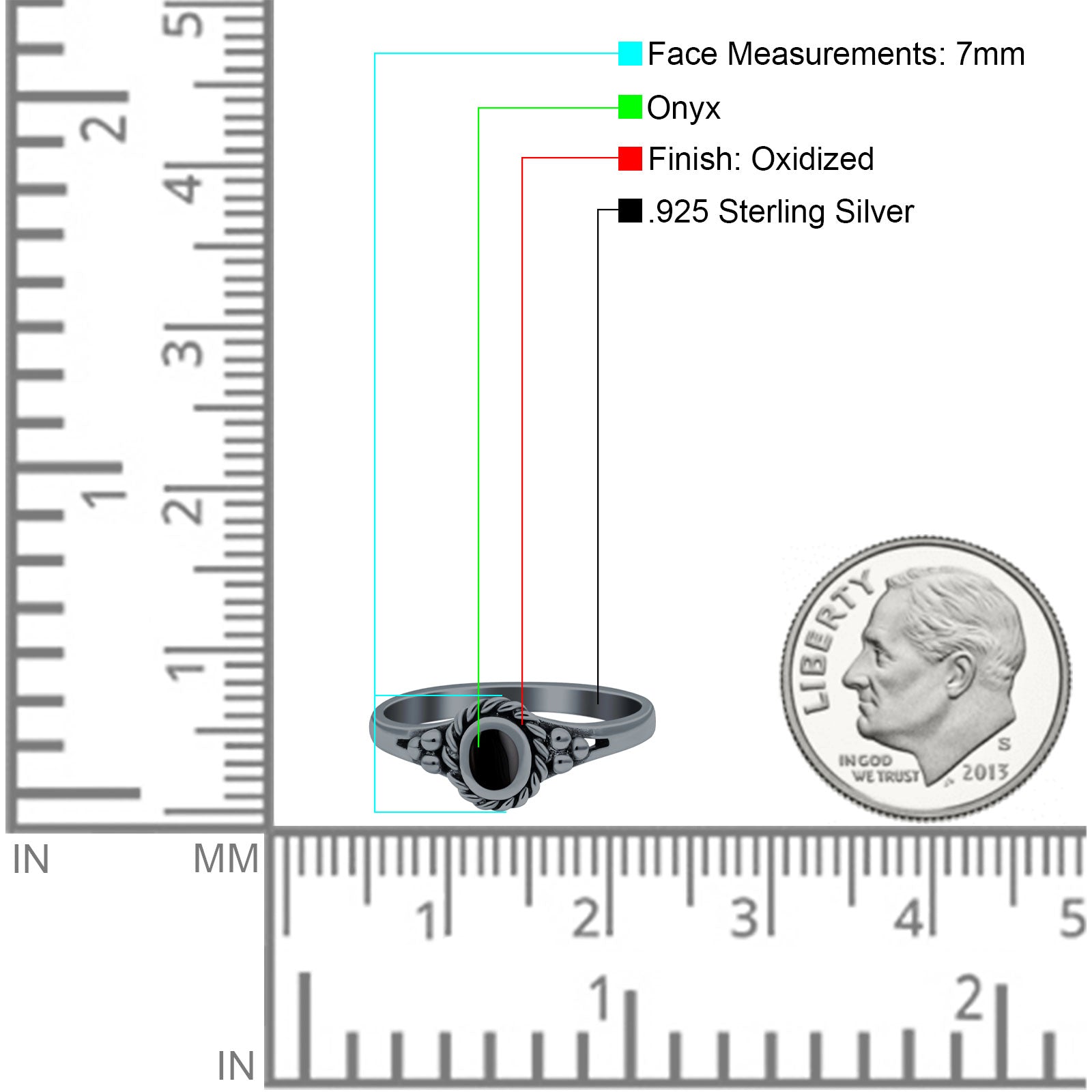 Vintage Style Lab Opal Petite Dainty Ring Solid Oxidized 925 Sterling Silver