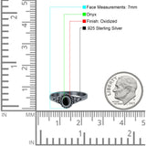 Vintage Style Lab Opal Petite Dainty Ring Solid Oxidized 925 Sterling Silver