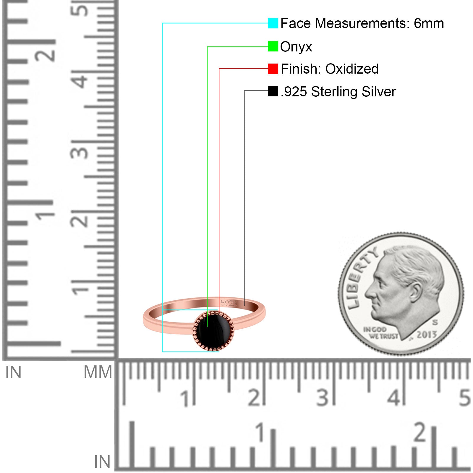 Petite Dainty Lab Opal Ring Solid Round Oxidized 925 Sterling Silver